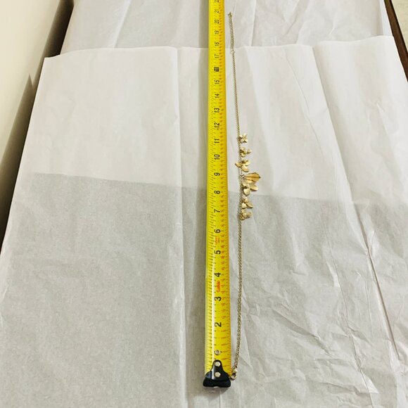 Necklace Floral Gold Tone Faux Pearl Style Beads Adjustable - Picture 3 of 5